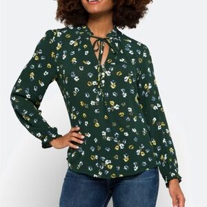 Market & Spruce Green Floral Blouse